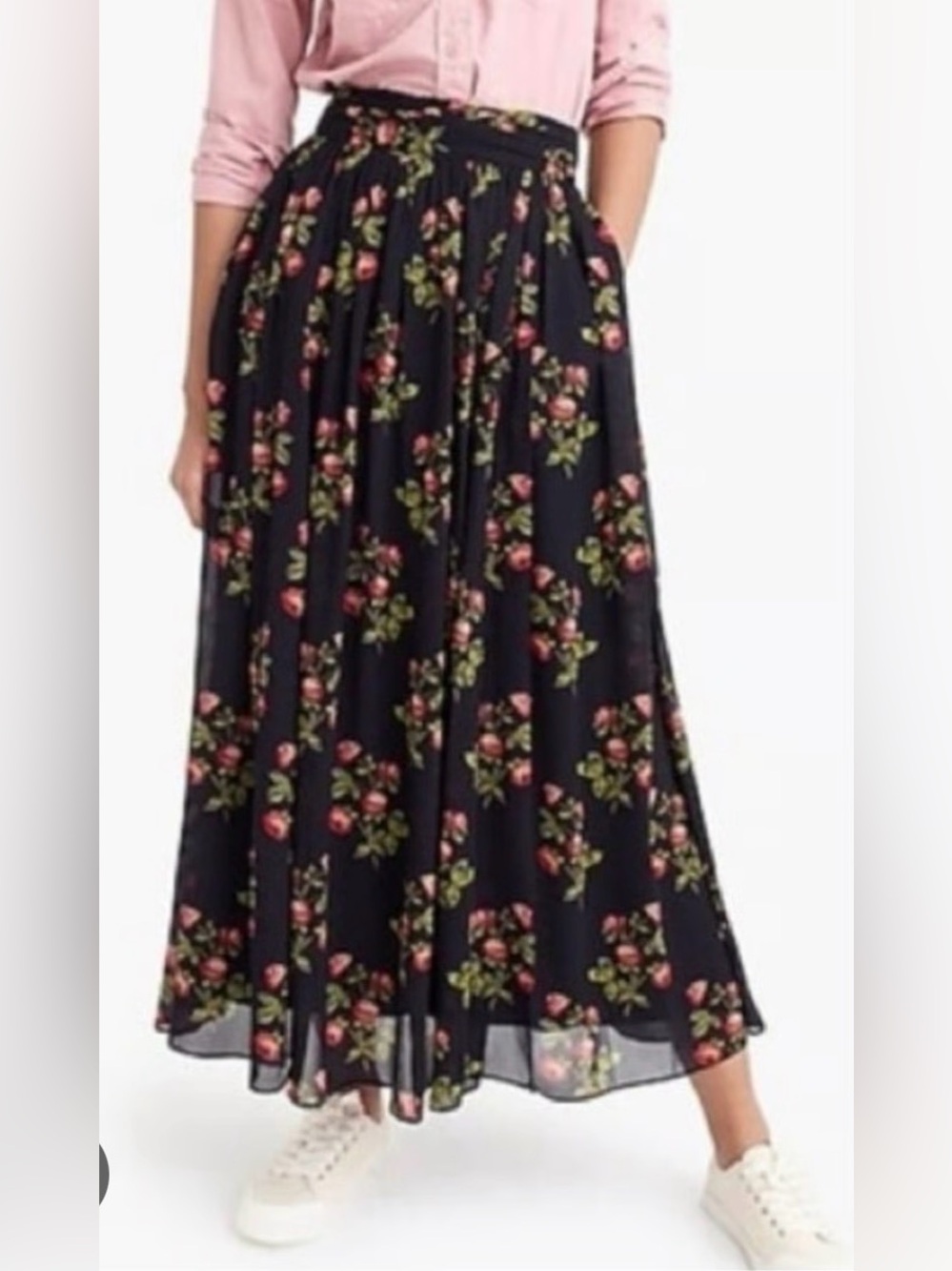 Point Sur Long Skirt Black Floral Print from J Crew size 0